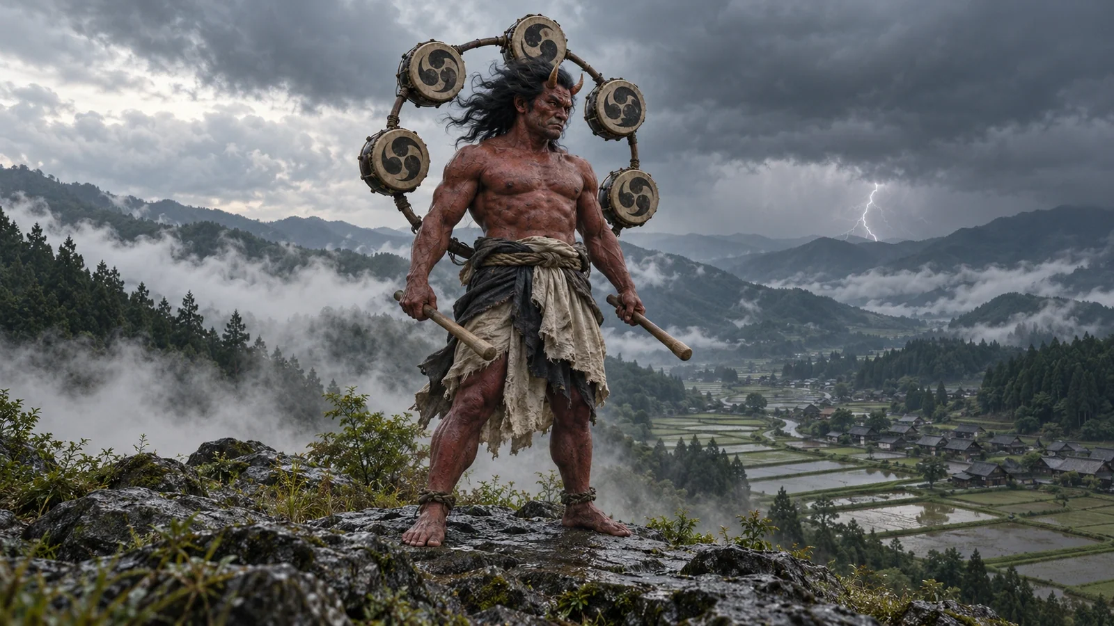 Illustration of Raijin.