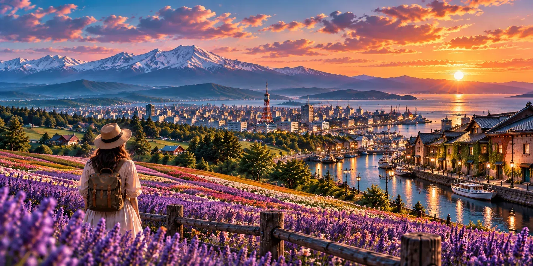 Illustrated destination artwork for Hokkaidō