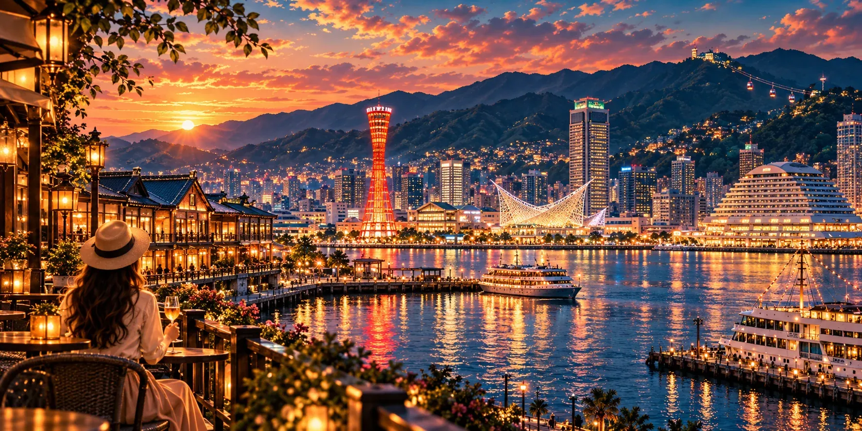 Illustrated destination artwork for Kobe & Hyōgo