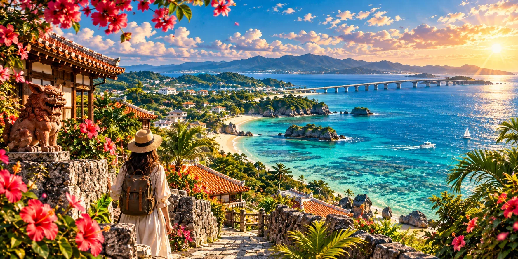 Illustrated destination artwork for Okinawa