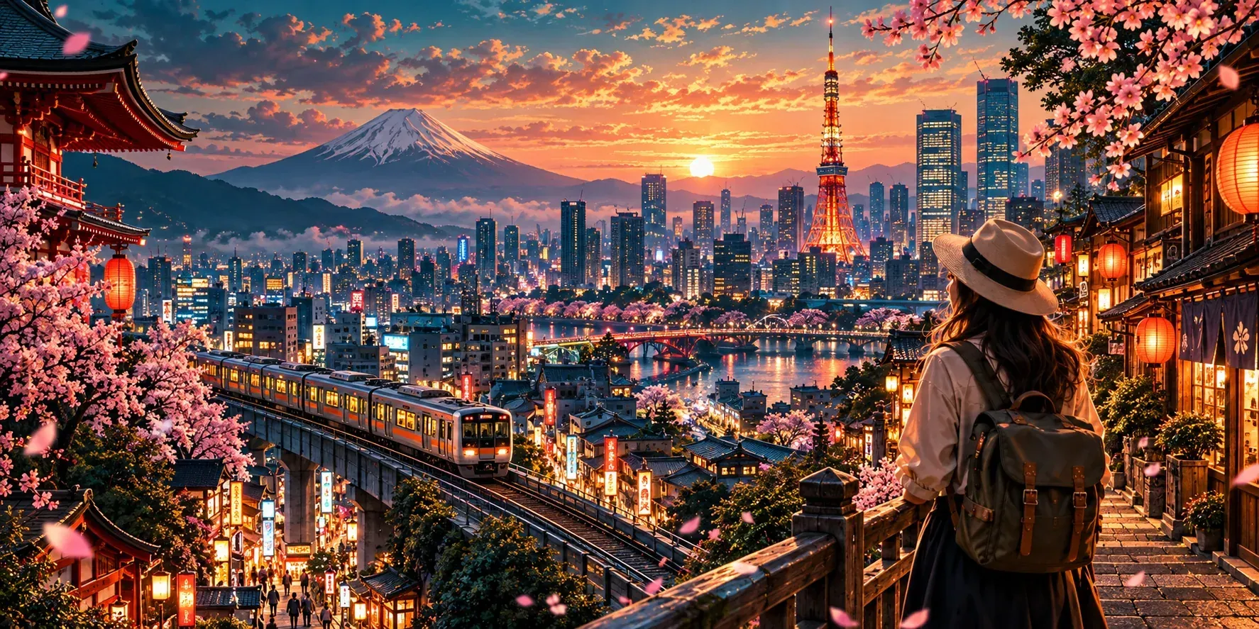 Illustrated destination artwork for Tokyo & Kantō