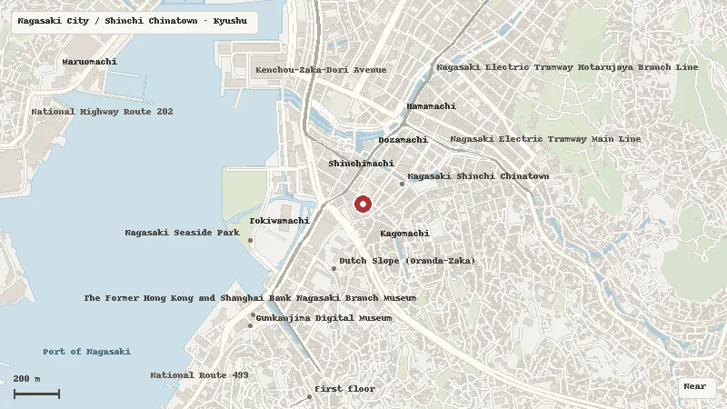 Map of the event area for Nagasaki Lantern Festival 2027 in Nagasaki City / Shinchi Chinatown, Nagasaki
