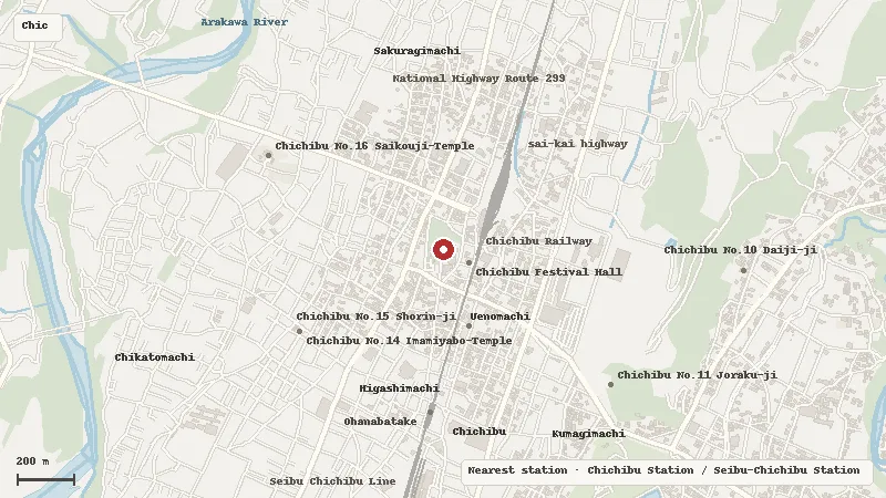 Map of the event area for Chichibu Night Festival in Chichibu, Saitama