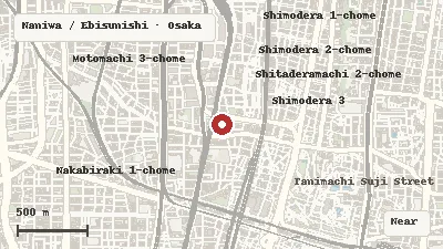 Map of the event area for Tōka Ebisu at Imamiya Ebisu Shrine in Naniwa / Ebisunishi, Osaka