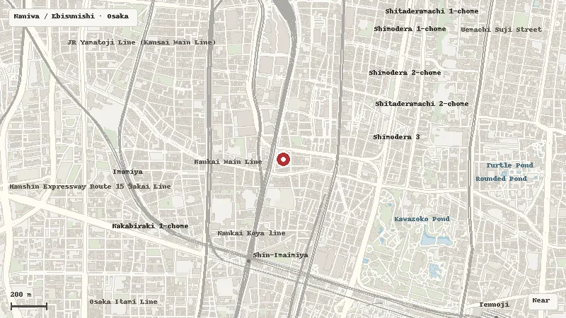 Map of the event area for Tōka Ebisu at Imamiya Ebisu Shrine in Naniwa / Ebisunishi, Osaka