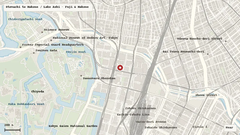 Map of the event area for 103rd Hakone Ekiden in Otemachi to Hakone / Lake Ashi, Tokyo / Kanagawa