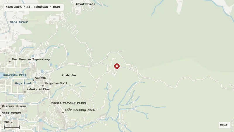 Map of the event area for Mt. Wakakusa Yamayaki in Nara Park / Mt. Wakakusa, Nara