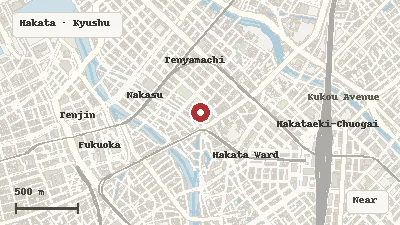 Map of the event area for Hakata Gion Yamakasa in Hakata, Fukuoka