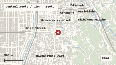 Map of the event area for Gion Matsuri in Central Kyoto / Gion, Kyoto