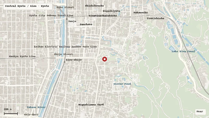 Map of the event area for Gion Matsuri in Central Kyoto / Gion, Kyoto