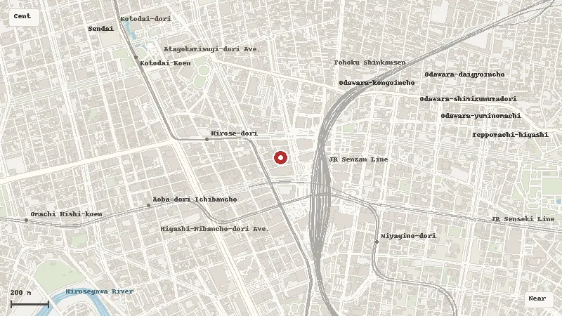 Map of the event area for Sendai Tanabata Matsuri in Central Sendai, Miyagi