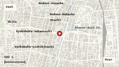 Map of the event area for Akita Kanto Festival in Central Akita, Akita