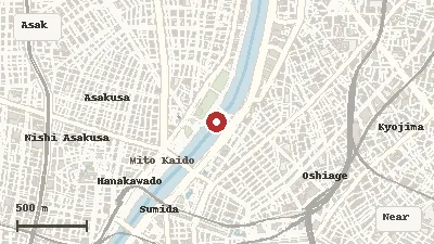 Map of the event area for Sumida River Fireworks Festival in Asakusa / Sumida River, Tokyo
