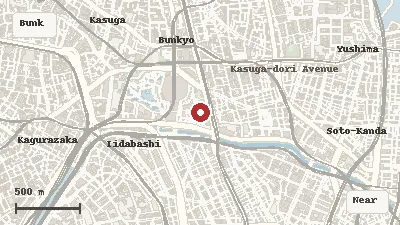 Map showing Gallery AaMo at Tokyo Dome City in Bunkyo, Tokyo for Fuwafuwander Cinnamoroll Park