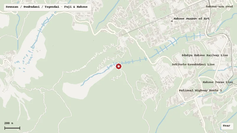 Map of the area around Hakone Ropeway in Sounzan / Owakudani / Togendai