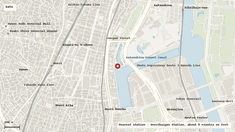 Map of the area around Shinagawa Aquarium in Katsushima / Shinagawa