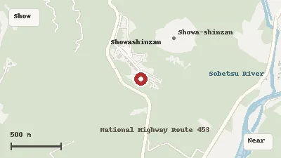 Map of the area around Mt. Usu Ropeway in Showa-shinzan / Lake Toya