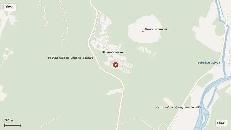 Map of the area around Mt. Usu Ropeway in Showa-shinzan / Lake Toya