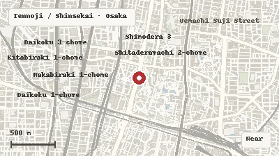 Map of the area around Tennoji Zoo in Tennoji / Shinsekai