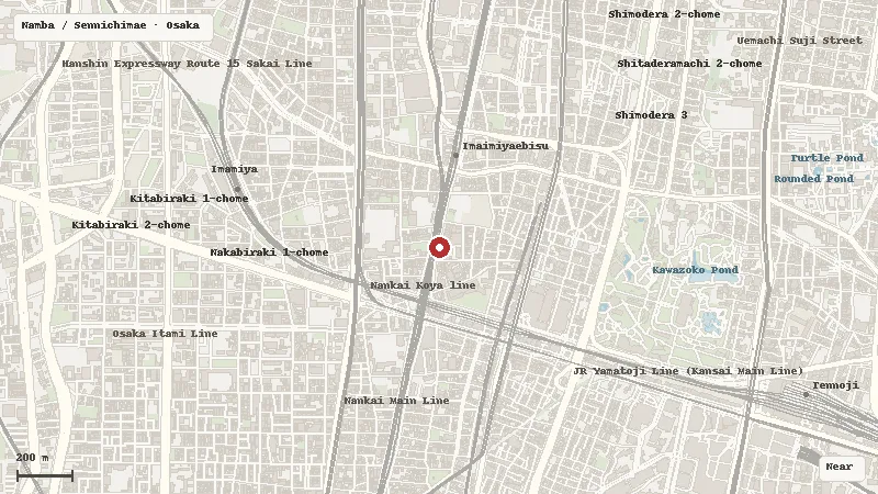 Map of the area around MIRACLE WORLD Osaka in Namba / Sennichimae