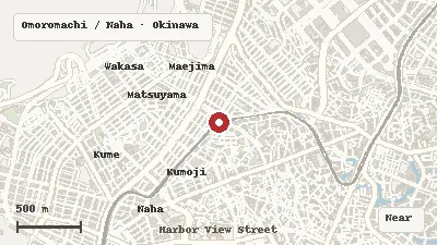 Map of the area around teamLab Future Park Okinawa in Omoromachi / Naha