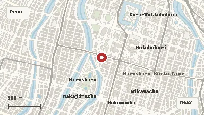 Map of the area around Hiroshima Orizuru Tower in Peace Memorial Park / Otemachi
