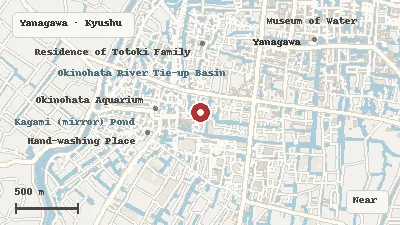 Map of the area around Yanagawa River Boating - Hakushu Kanko in Yanagawa