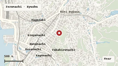 Map of the area around Kōfuku-ji Temple (Nagasaki) in Teramachi