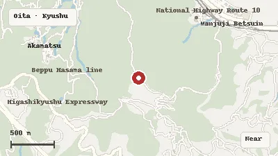 Map of the area around Takasakiyama Natural Zoological Garden in Oita