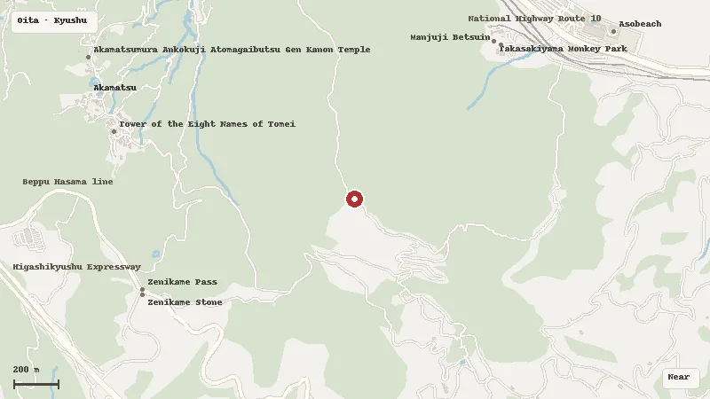 Map of the area around Takasakiyama Natural Zoological Garden in Oita
