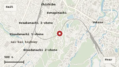 Map of the area around Hitsujiyama Park in Saitama