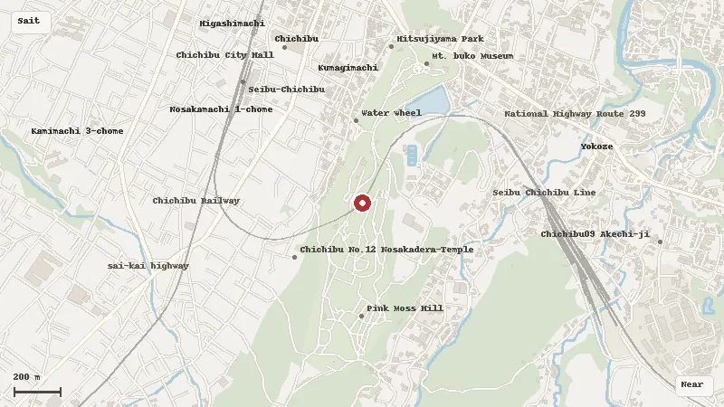 Map of the area around Hitsujiyama Park in Saitama