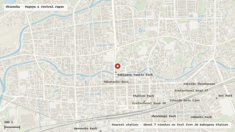 Map of the area around Kakegawa Castle in Shizuoka
