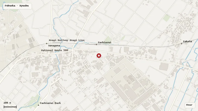 Map of the area around Chikuzenmachi Tachiarai Peace Memorial Museum in Fukuoka
