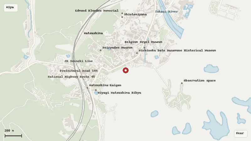 Map of the area around Godaido of Zuiganji Temple in Miyagi
