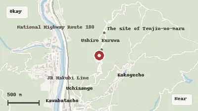 Map of the area around Bitchu Matsuyama Castle in Okayama