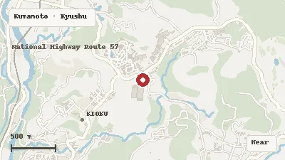 Map of the area around Aso Farm Land in Kumamoto