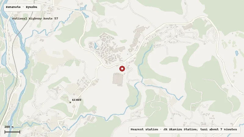 Map of the area around Aso Farm Land in Kumamoto