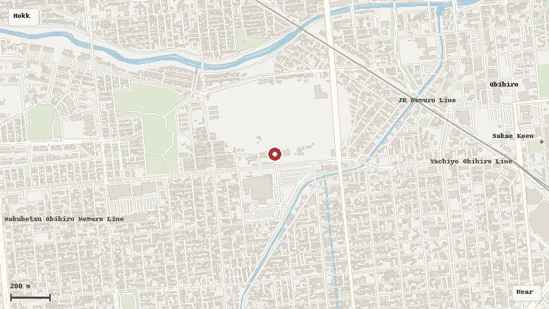 Map of the area around Banei Tokachi (Obihiro Racecourse) in Hokkaido