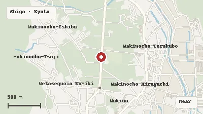 Map of the area around Makino Metasequoia Avenue in Shiga