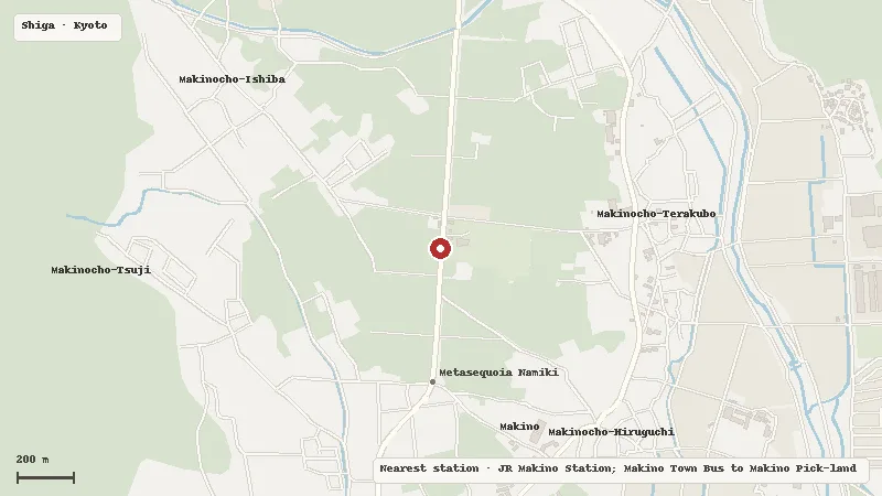 Map of the area around Makino Metasequoia Avenue in Shiga