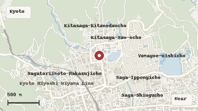 Map of the area around Daikaku-ji Temple in Kyoto