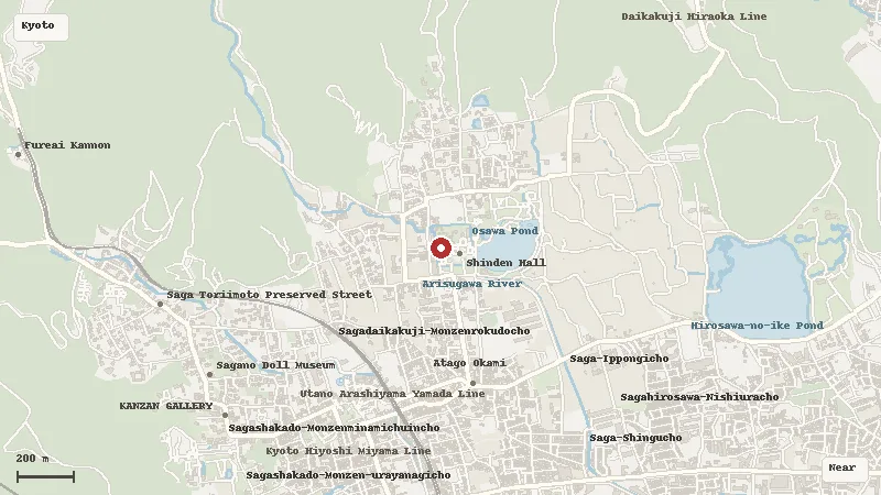 Map of the area around Daikaku-ji Temple in Kyoto