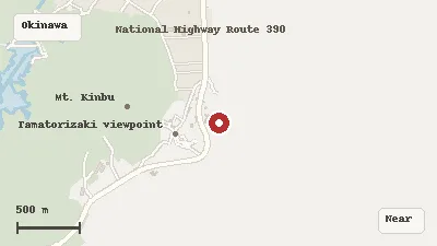 Map of the area around Tamatorizaki Observation Platform in Okinawa