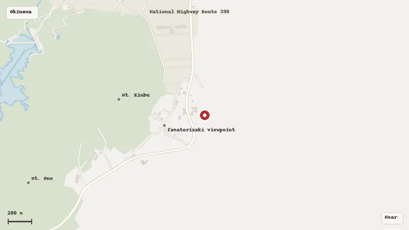 Map of the area around Tamatorizaki Observation Platform in Okinawa