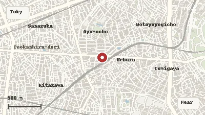 Map of the area around Tokyo Camii & Turkish Culture Center in Tokyo