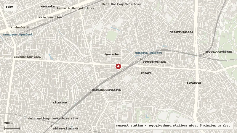 Map of the area around Tokyo Camii & Turkish Culture Center in Tokyo