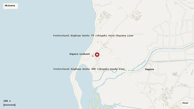 Map of the area around Ishigaki Yaima Village in Okinawa