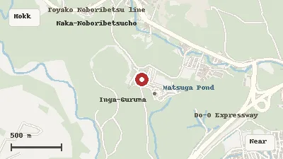 Map of the area around Noboribetsu Date Jidai Village in Hokkaido