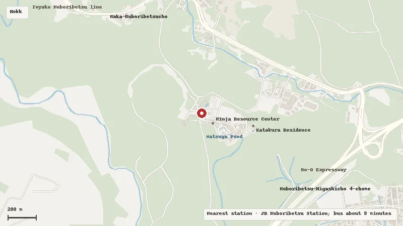 Map of the area around Noboribetsu Date Jidai Village in Hokkaido